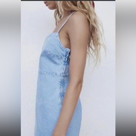 ZARA  Tank Denim Dress Size L New With Tag - Picture 2 of 9
